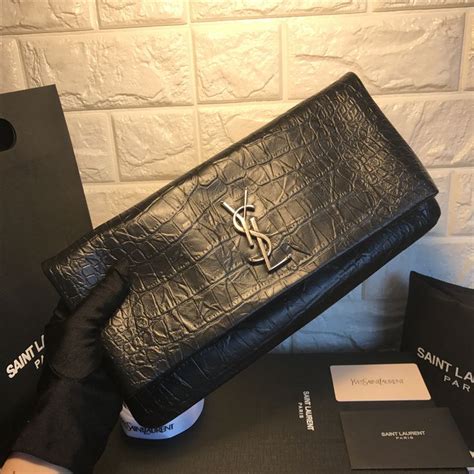 quilted ysl clutch|ysl crocodile clutch.